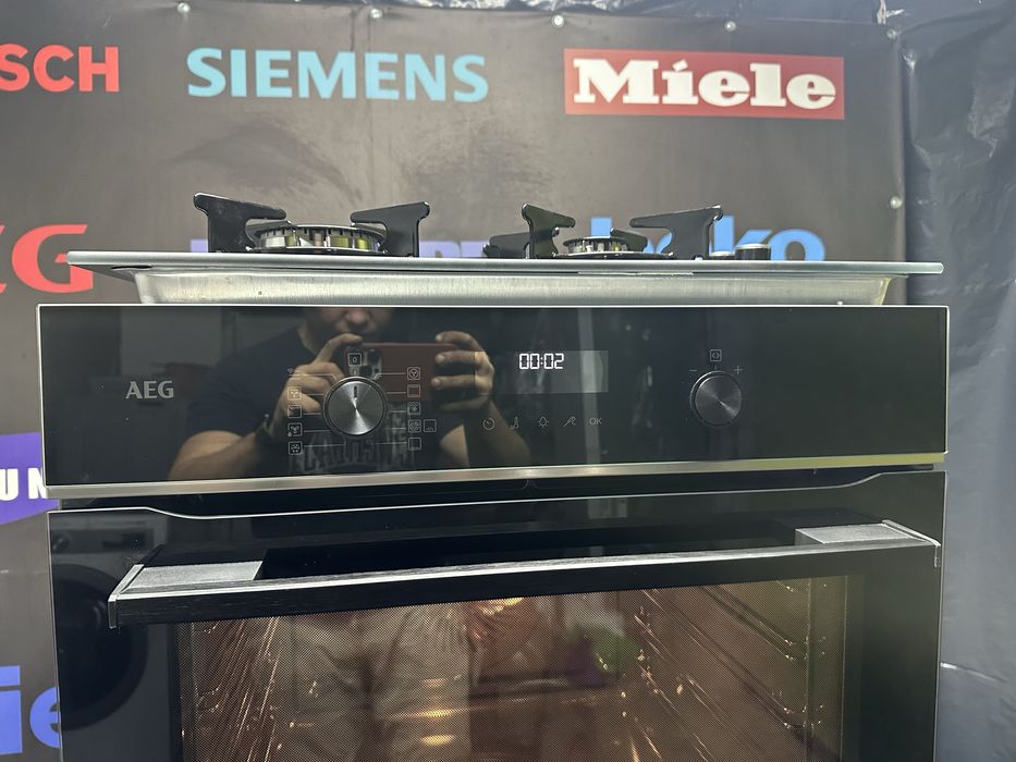НОВЕ!Комплект духовий шкаф+газова поверхня AEG / 2024 рік/71 л/духовка