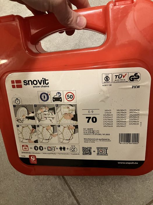Łańcuchy śniegowe osobowe SNOVIT e9 70 nowe