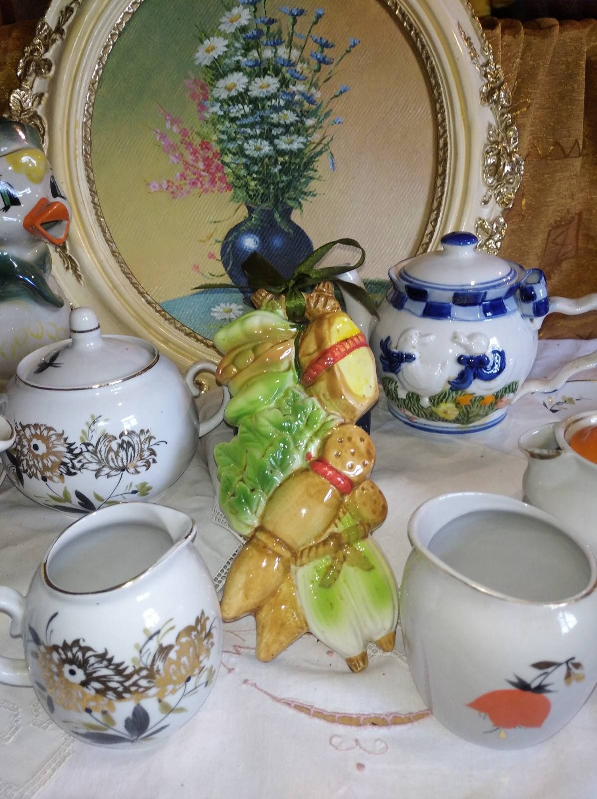 Молочник .Чайник.Картина.Черпак.90 гр.