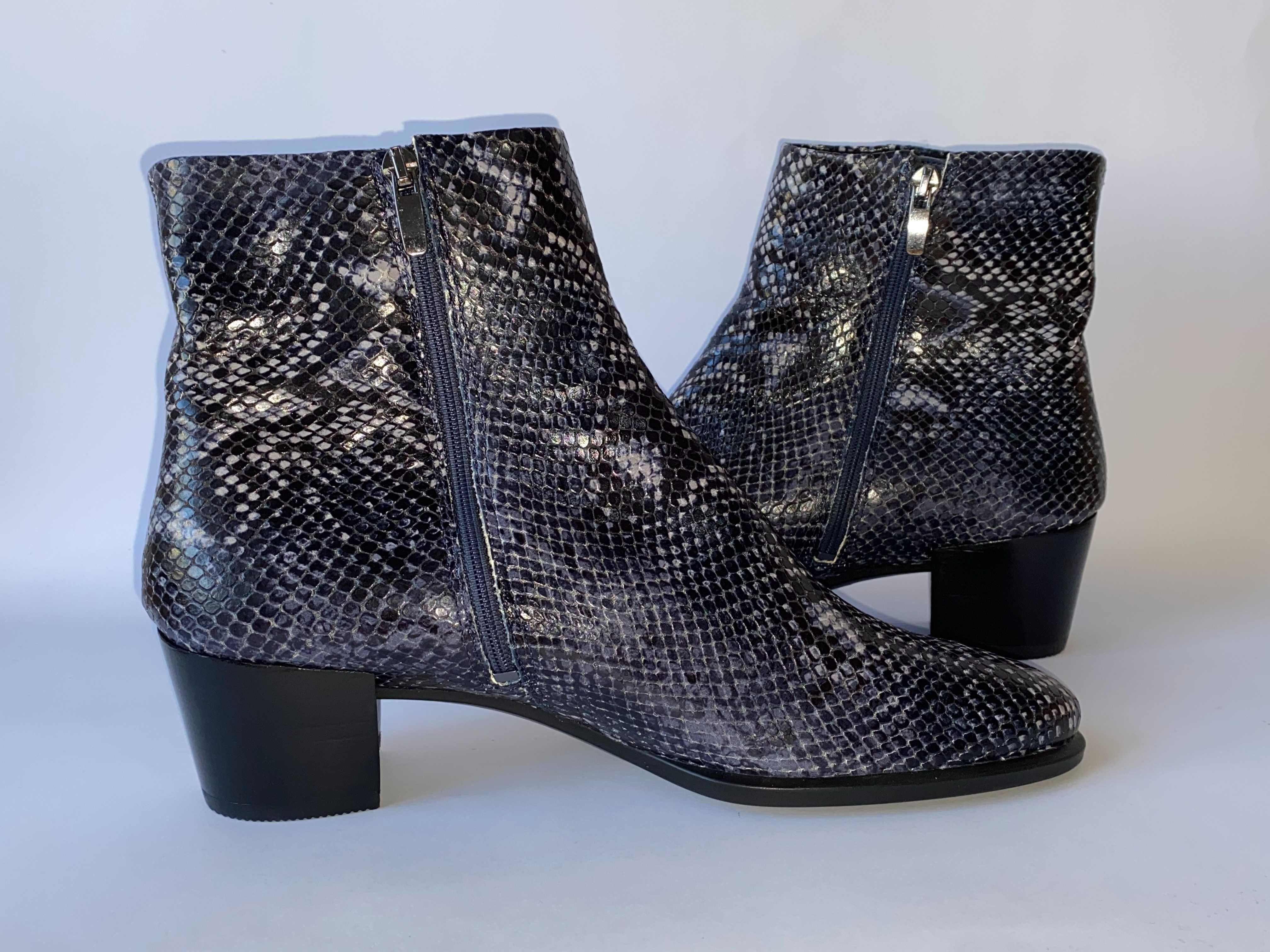 Ботильйони черевики Ecco 41 (26,5 см) Оригінал шкіряні зміїнний принт