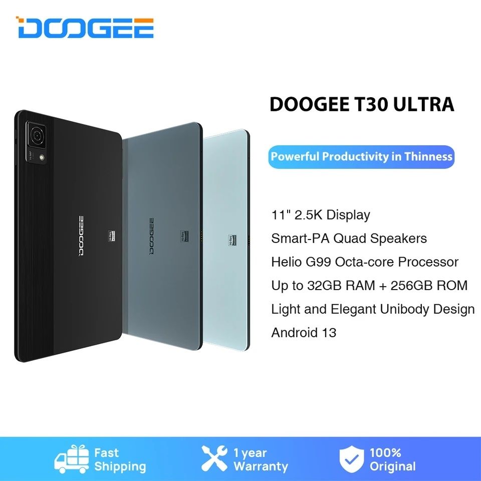 DOOGEE T30 Ultra 12/256GB (11" 2.5K, Helio G99, 8580 mAh) Чохол+Скло