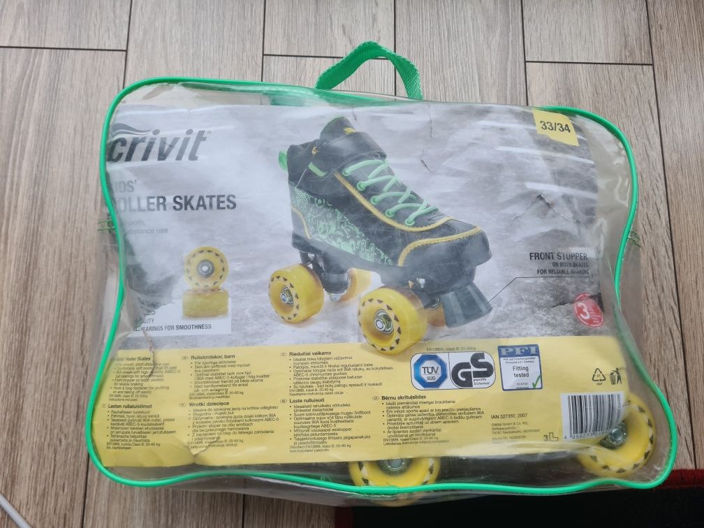 Wrotki rozmiar 33/34 Lidl Crivit zielone czarne