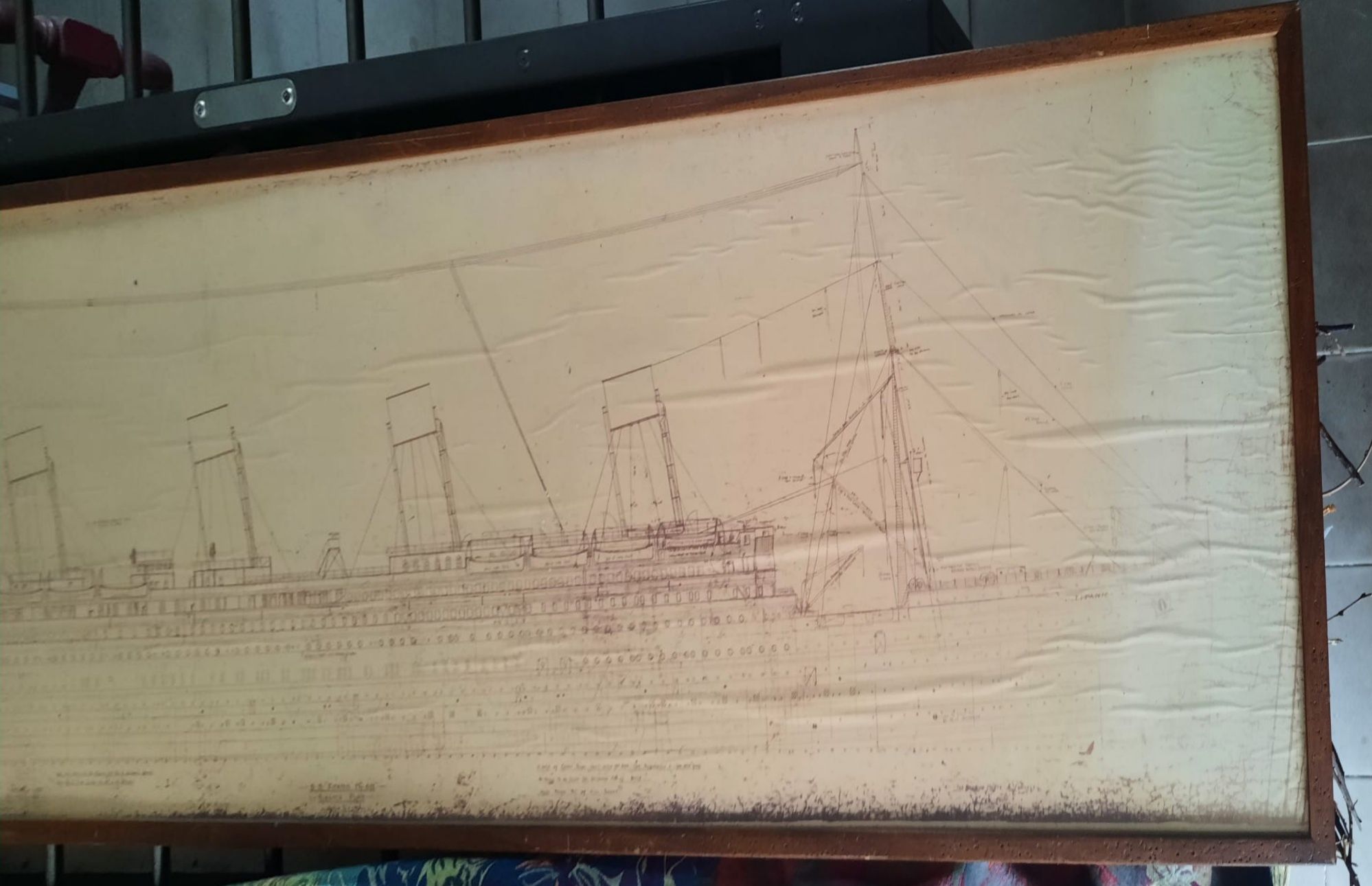 Moldura da planta do titanic antiga