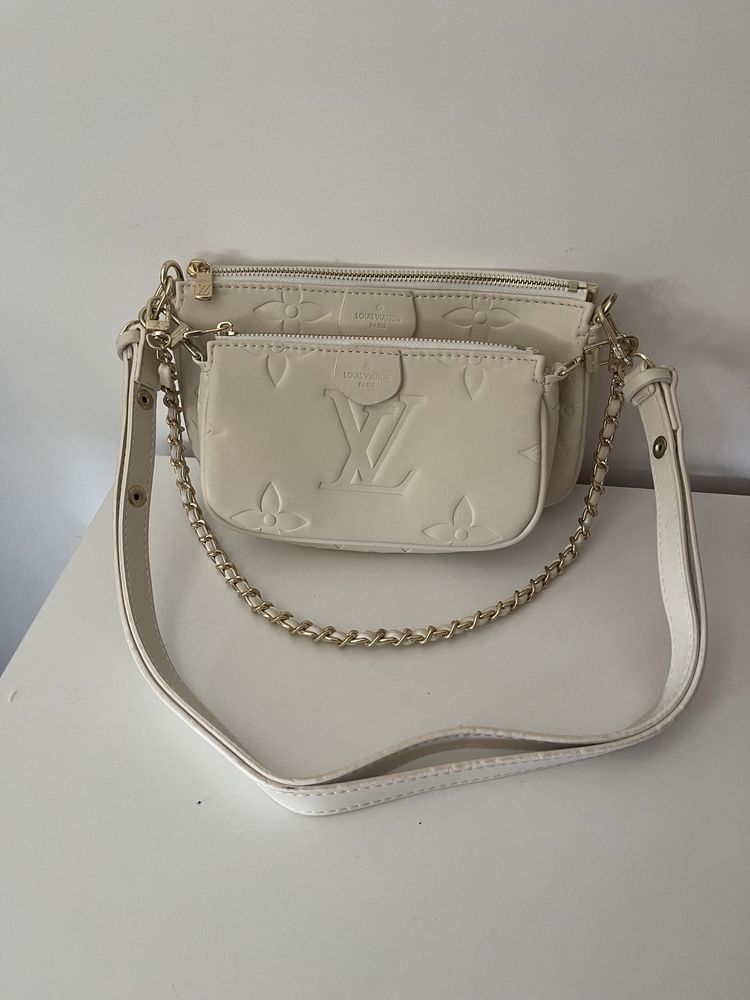 Mala LV várias bolsas creme