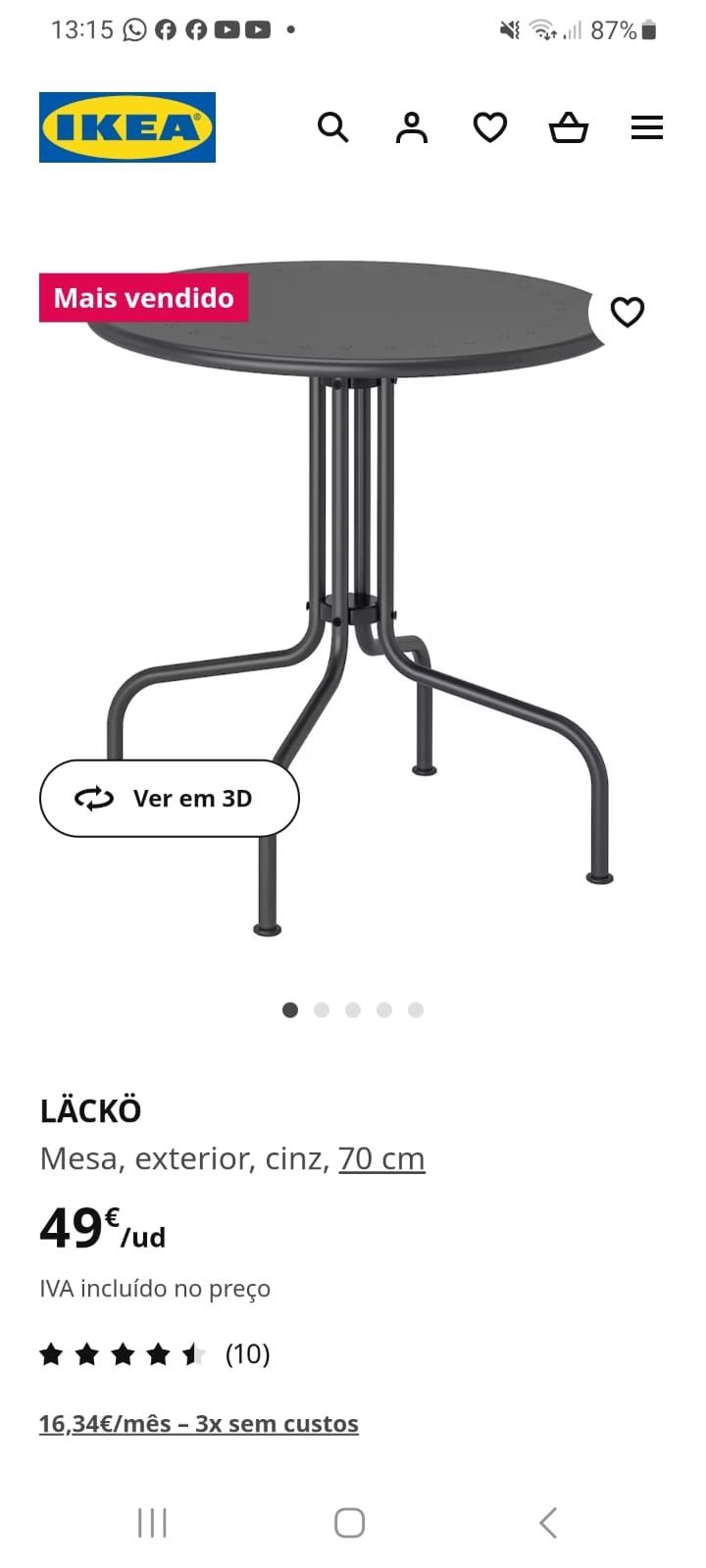 Mesa ikea lacko 3 unidades