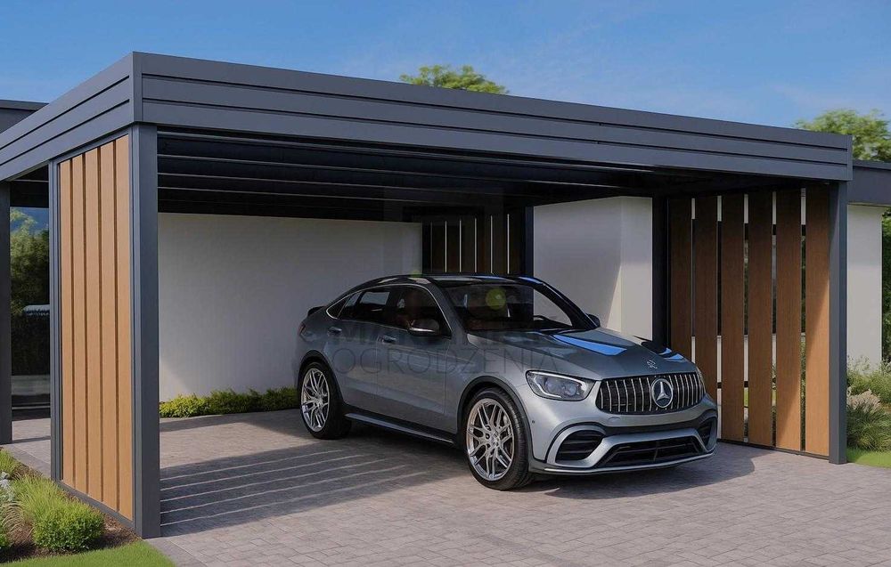 Carport na 2 auta 5,5x5,5 Modern+ Złoty Dąb (użyj konfigurator wiat)