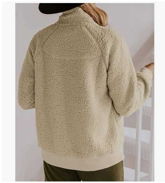 Damska kurtka pluszowa, rozmiar M, kolor beżowy