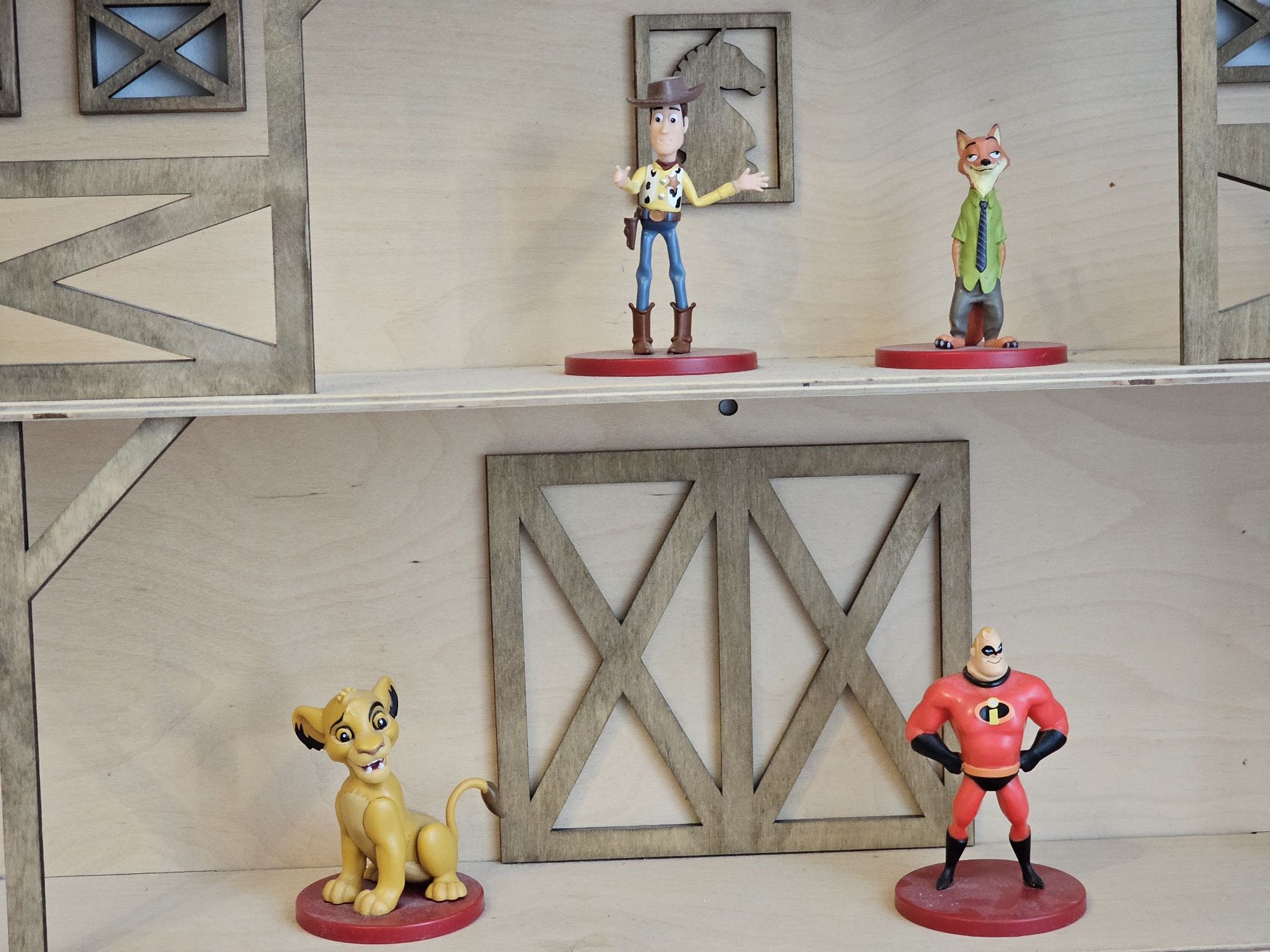 Domek Farma Sklejka Półka Zwierzęta Figurki Bohoho