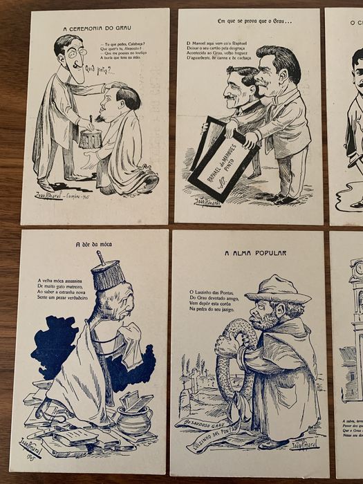 9 Bilhetes Postais “Enterro di Grau” 1905. Festa Académica de Coimbra