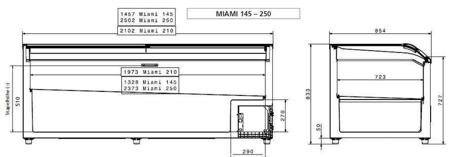 Zamrażarka witryna boneta AHT Miami 250