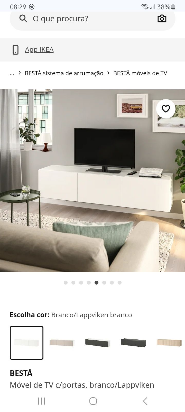 Móvel tv com base em vidro branco Ikea