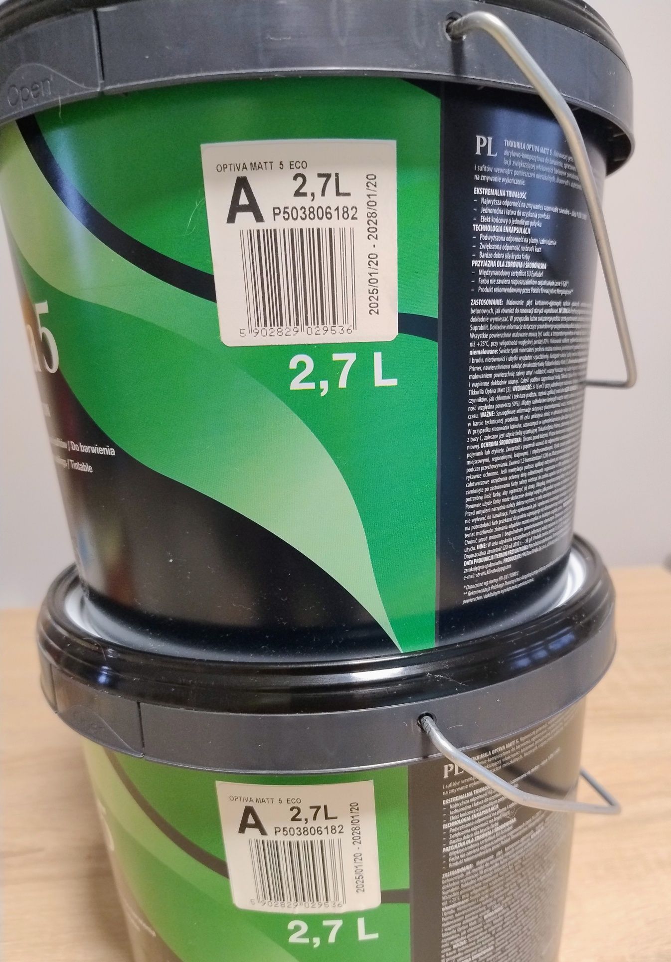 NOWA farba lateksowa Tikkurila Optiva Mat 5 Eco 2,7l baza plamoodporna