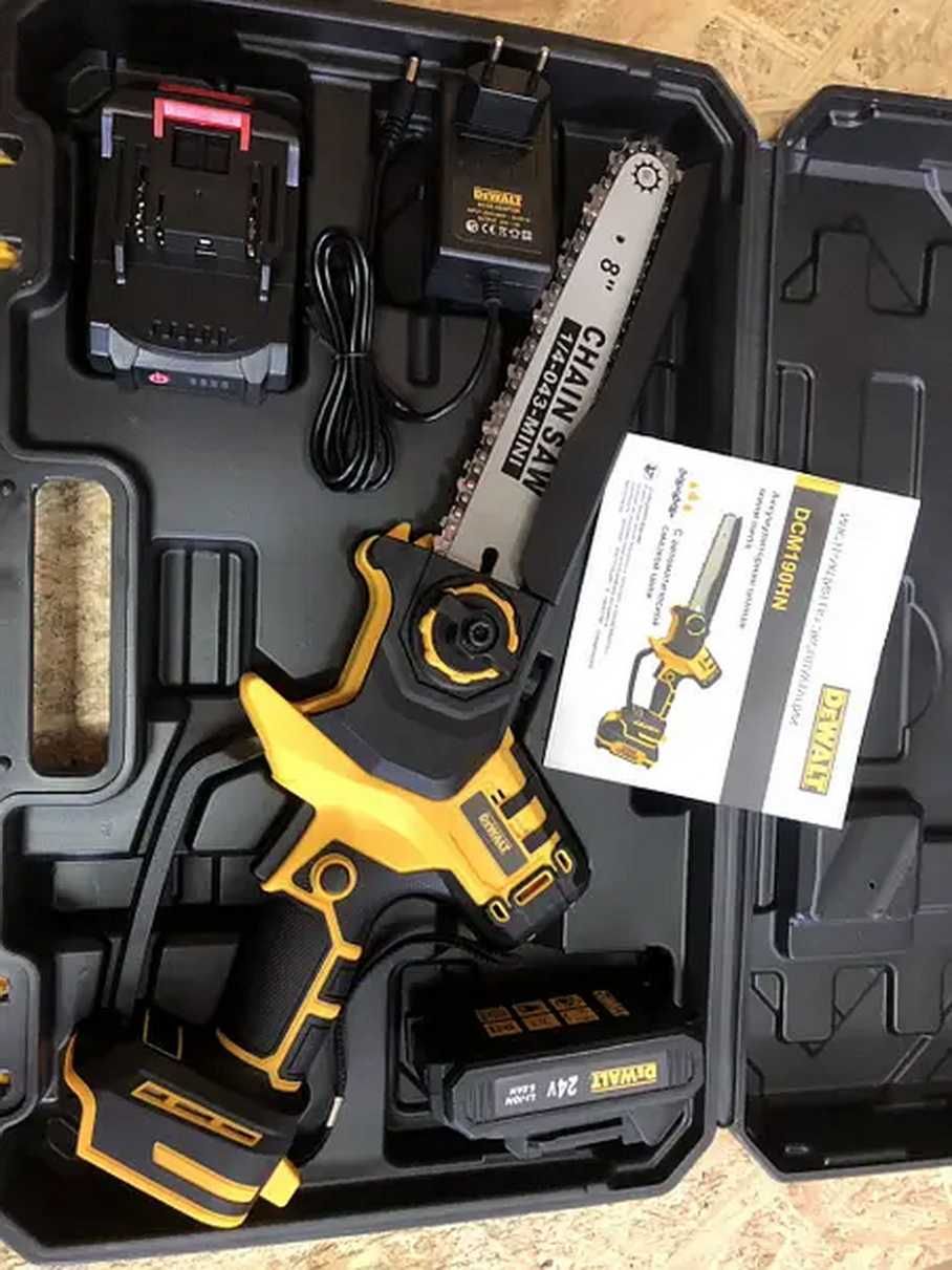 Мини пила аккумуляторная DeWalt DCM190HN 24V 5Аh смазка цепи веткорез