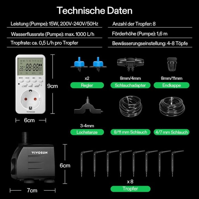 комплект автоматичного крапельного поливу VIVOSUN FlexFeed (D8)