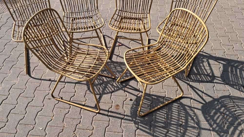 Krzesło bambusowe metalowe boho eco etno na taras ogród zimowy balkon