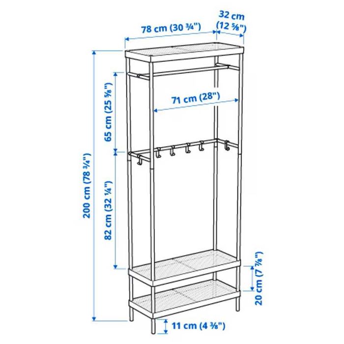 MACKAPÄR Wieszak na ubrania  na buty biały 78x32x200 MACKAPAR ikEA