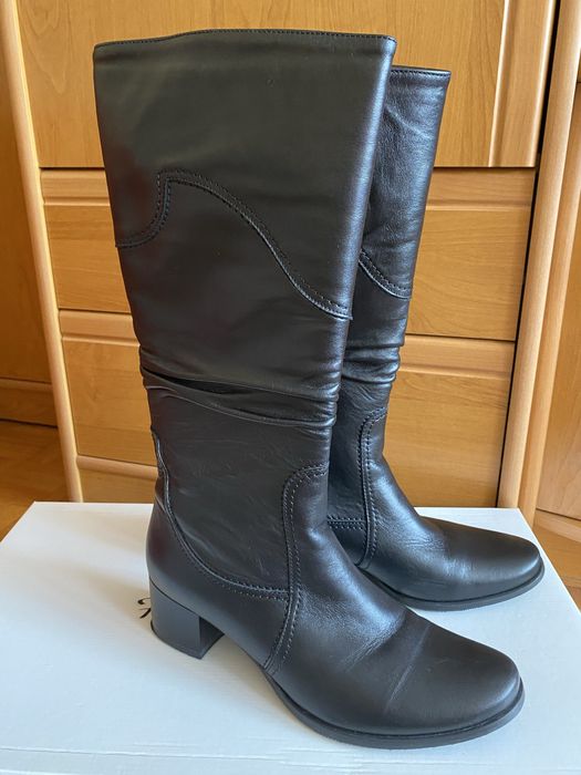 Kozaki czarne skóra naturalna Henrom r. 38