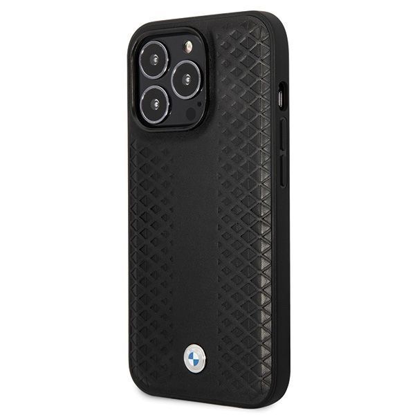 BMW Etui Leather Diamond Pattern do iPhone 14 Pro, Czarny