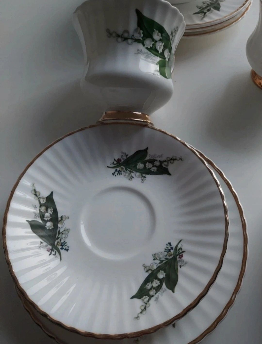 Trio  , zestaw śniadaniowy  , 170 ml , porcelana angielska konwalia