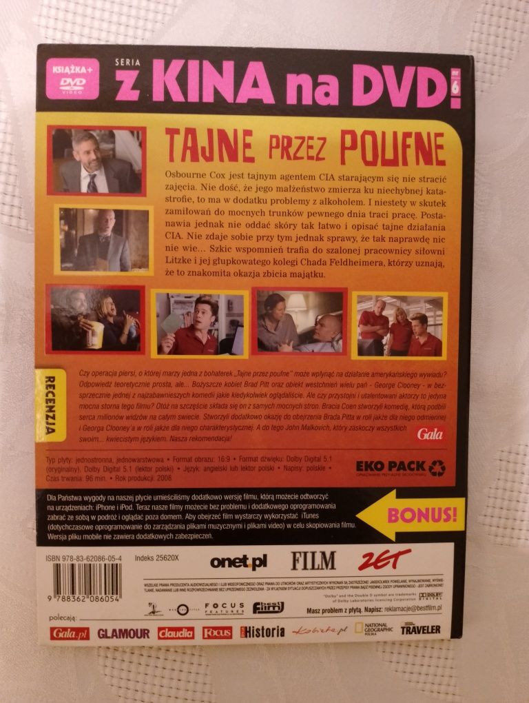 Film DVD "TAJNE PRZEZ POUFNE" + książka, reż. bracia Coen, komedia