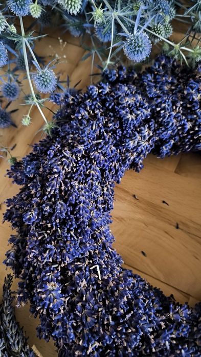 Wianek lawenda suszona lawendowy ok. 30 cm starannie wykonany