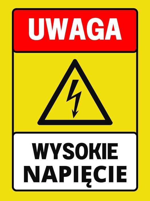 plakat metalowy informacja informacyjny uwaga wysokie napięcie