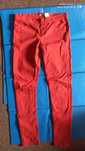 Czerwone spodnie damskie legginsy Cameiu r. 40