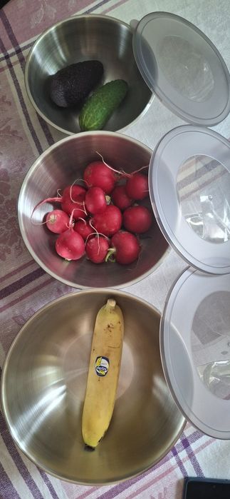 3 миски (набір) з НЕРЖАВІЮЧОЇ СТАЛІ з кришкою