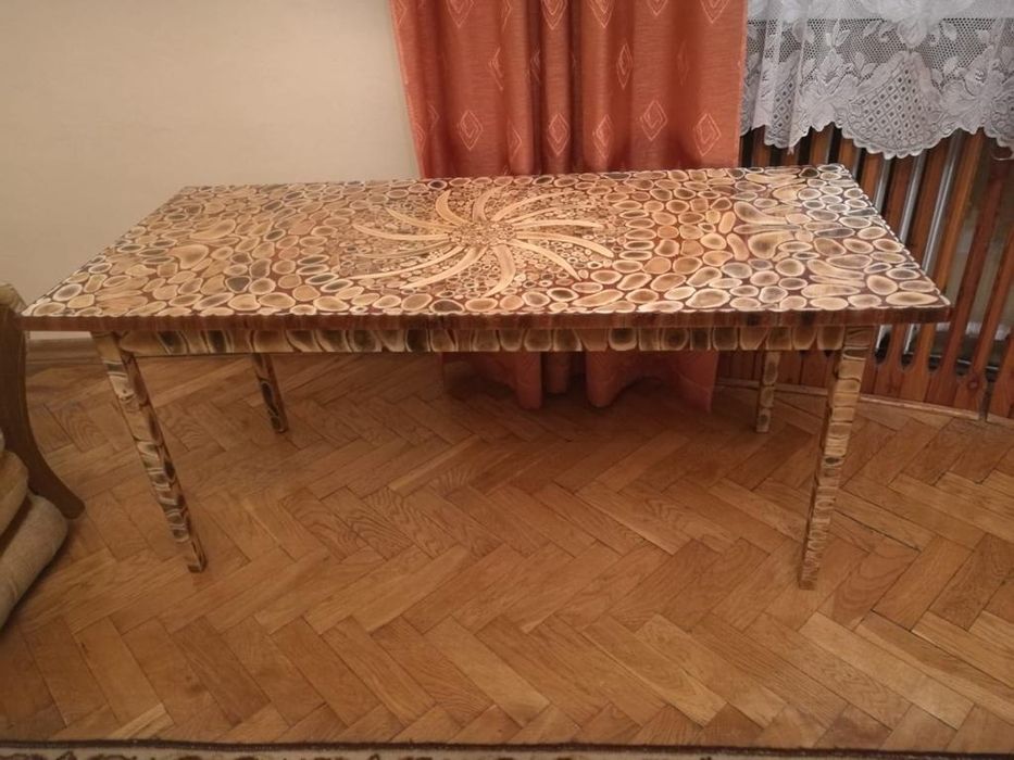 Meble z poroża (ława, stolik RTV, barek, barometr)