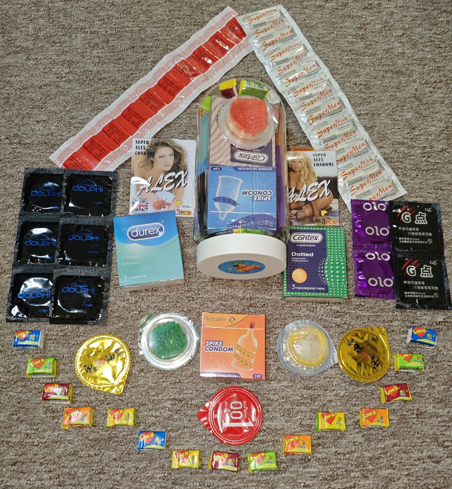 Набор презервативов подарочный 48 шт в банке Love is..Contex Durex Olo