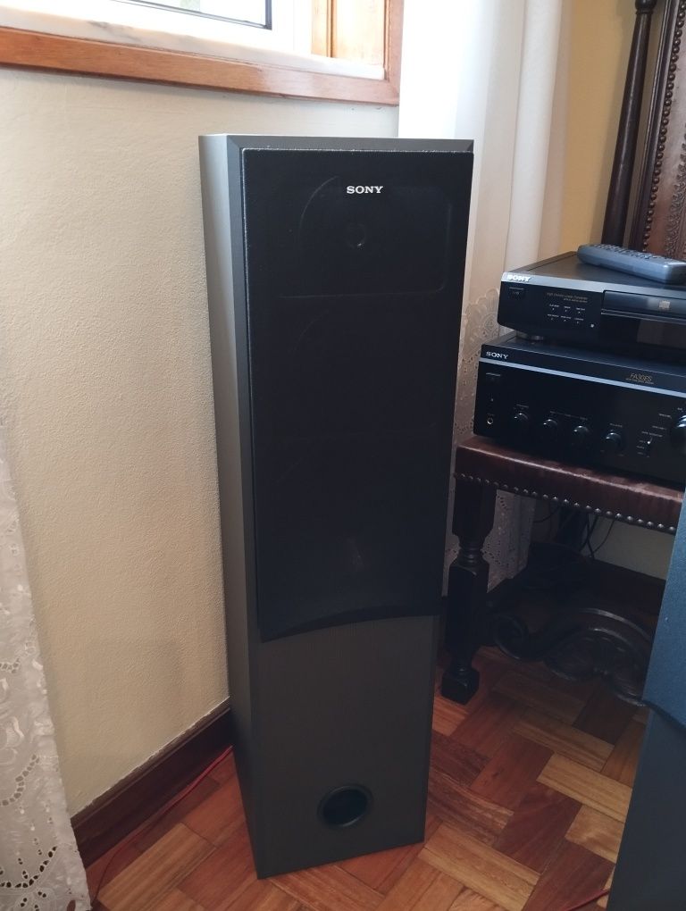 Sistema de Som Sony, Amplificador, leitor de CD e Colunas
