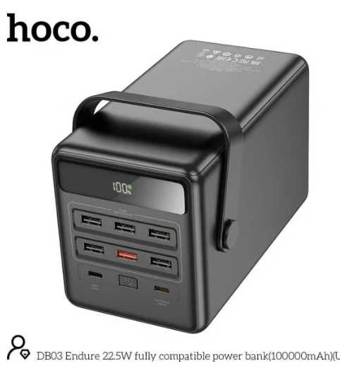Повербанк большой емкости 100000mAh 22.5W Hoco DB03 Endure с фонариком