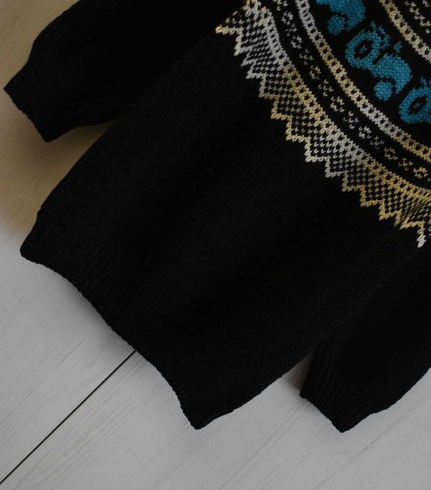 Sweterek wełniany 110 116 wełna ciepły handmade traktory sweter zimowy