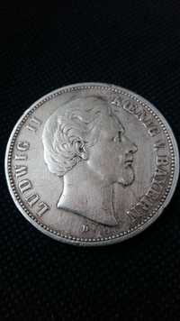 5 Marek 1876 D BAYERN LUDWIG II srebro 900 antyk.