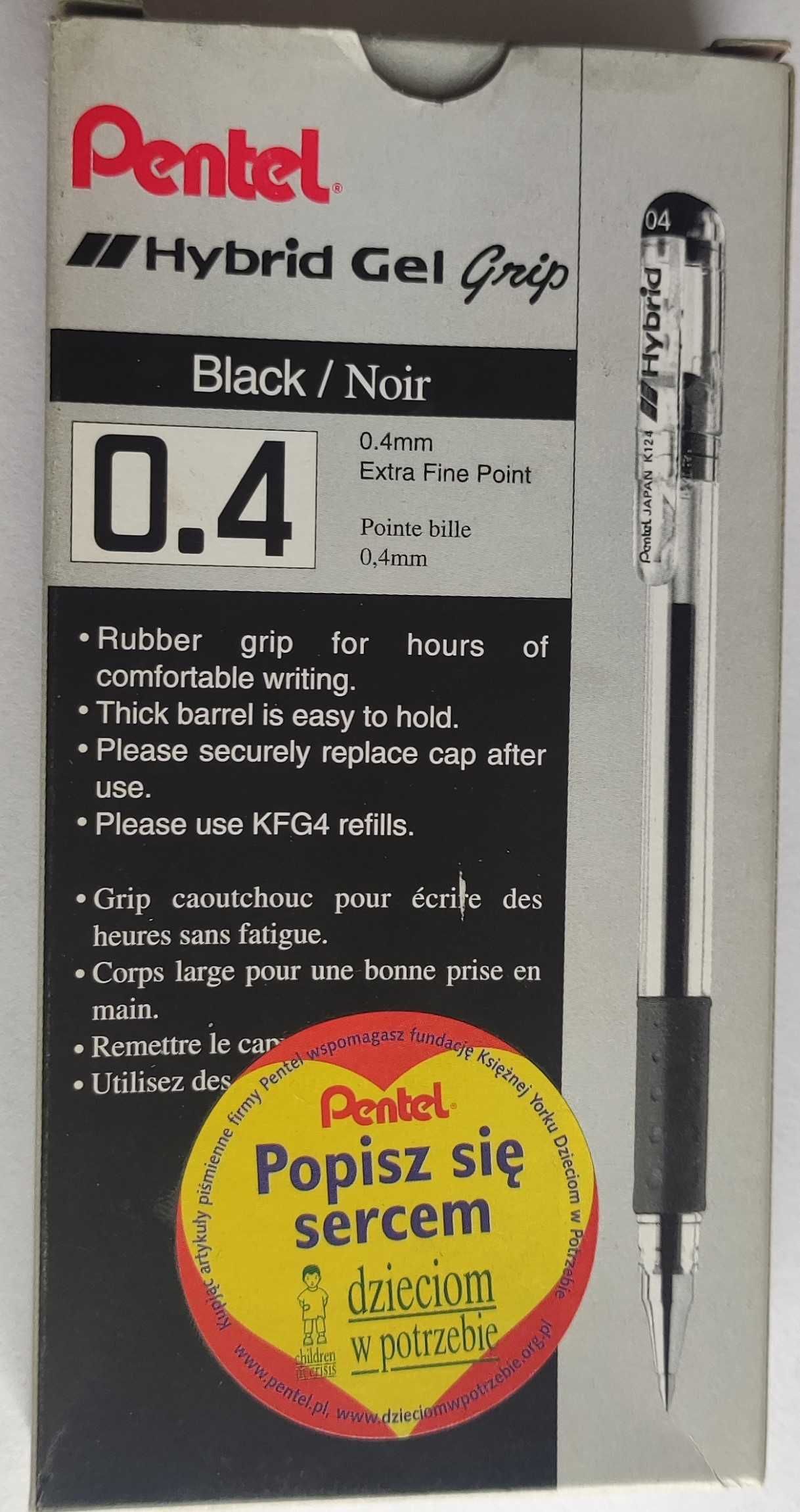 Pisaki żelowe Pentel K124 Hybrid Gel Grip szt. 3