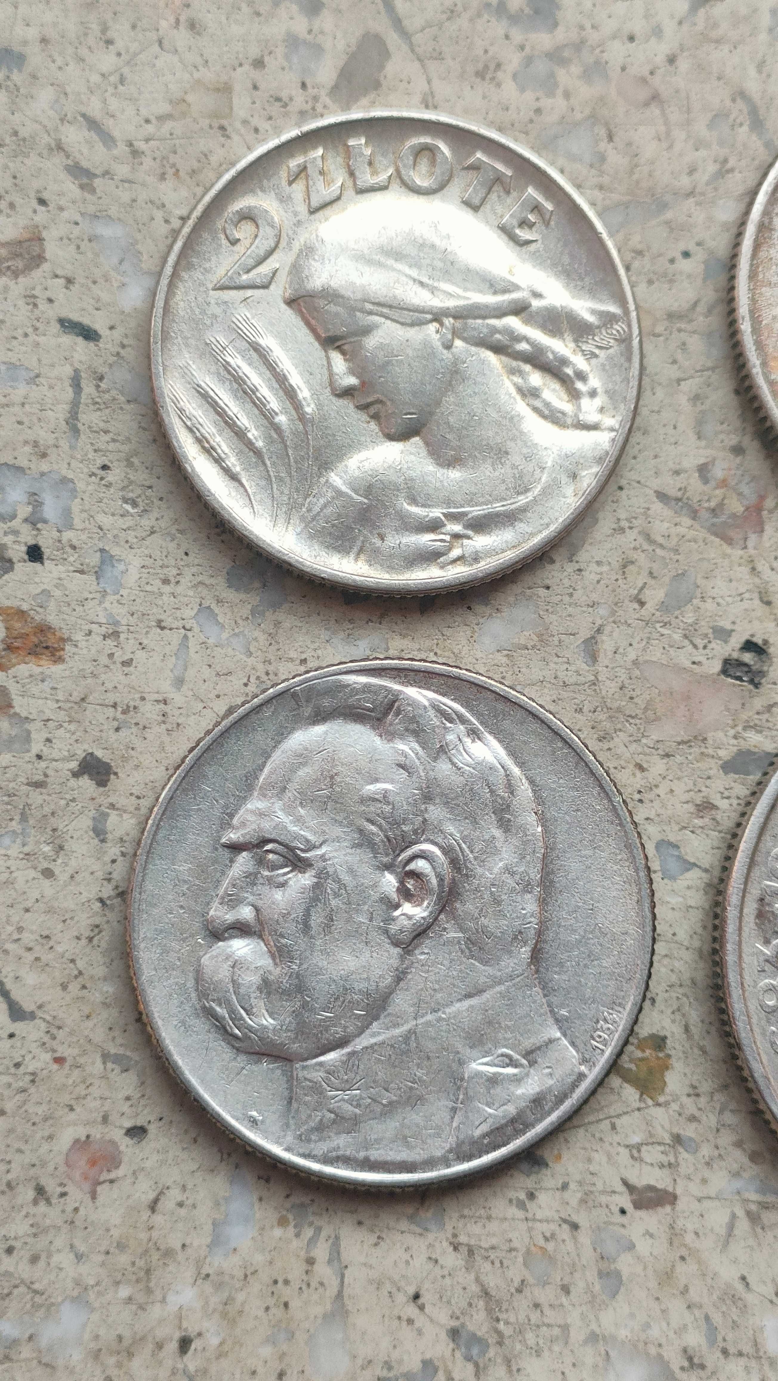 Monety II RP 10 zł Sobieski 1933 Piłsudski 5 zł 34 strzelec 2 zł 1925
