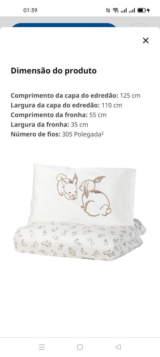 Capa edredão+fronha, Rodhake IKEA. NOVA