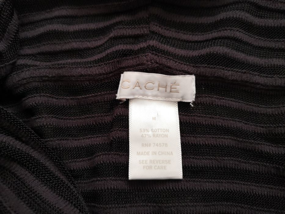 Czarna bluzka z długim rękawem, luźny golf CACHE rozmiar M