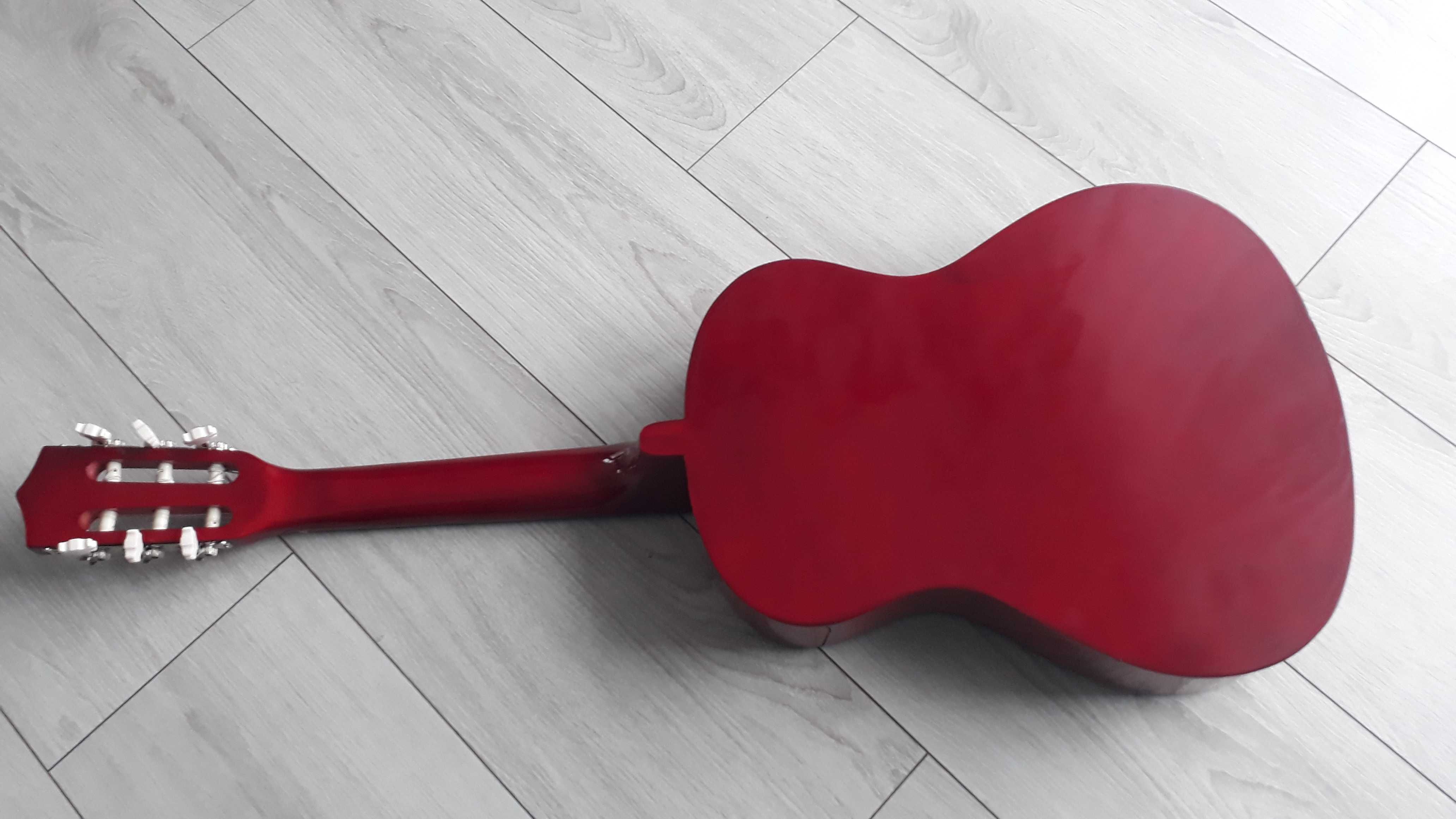 Gitara klasyczna 3/4 do nauki gry dla dzieci czerwona nowa okazja