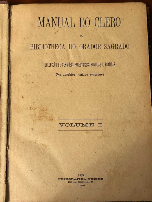 MANUAL DO CLERO 1899 (Bibliotheca do Orador Sagrado)