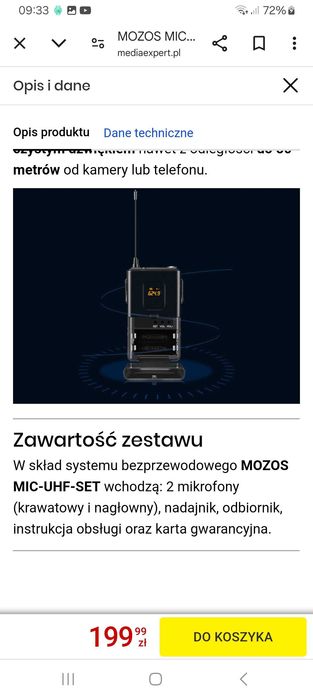 Mikrofon bezprzewodowy nauszny