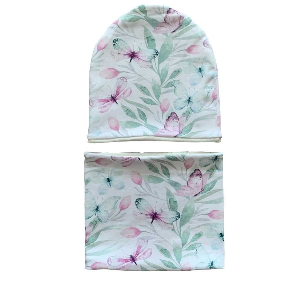 Komplet czapka i komin motyle 44/46 Handmade