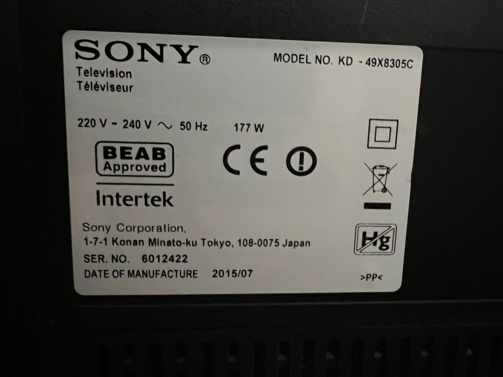 Телевізор Sony KD-49X8305C з Німеччини