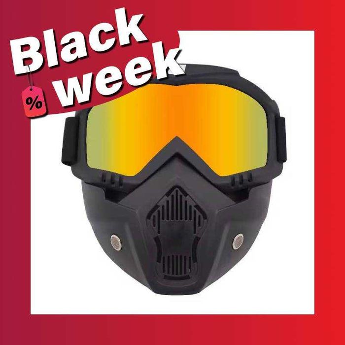 Gogle i maska motocyklowa Enduro Cross, paintball, rower 2w1