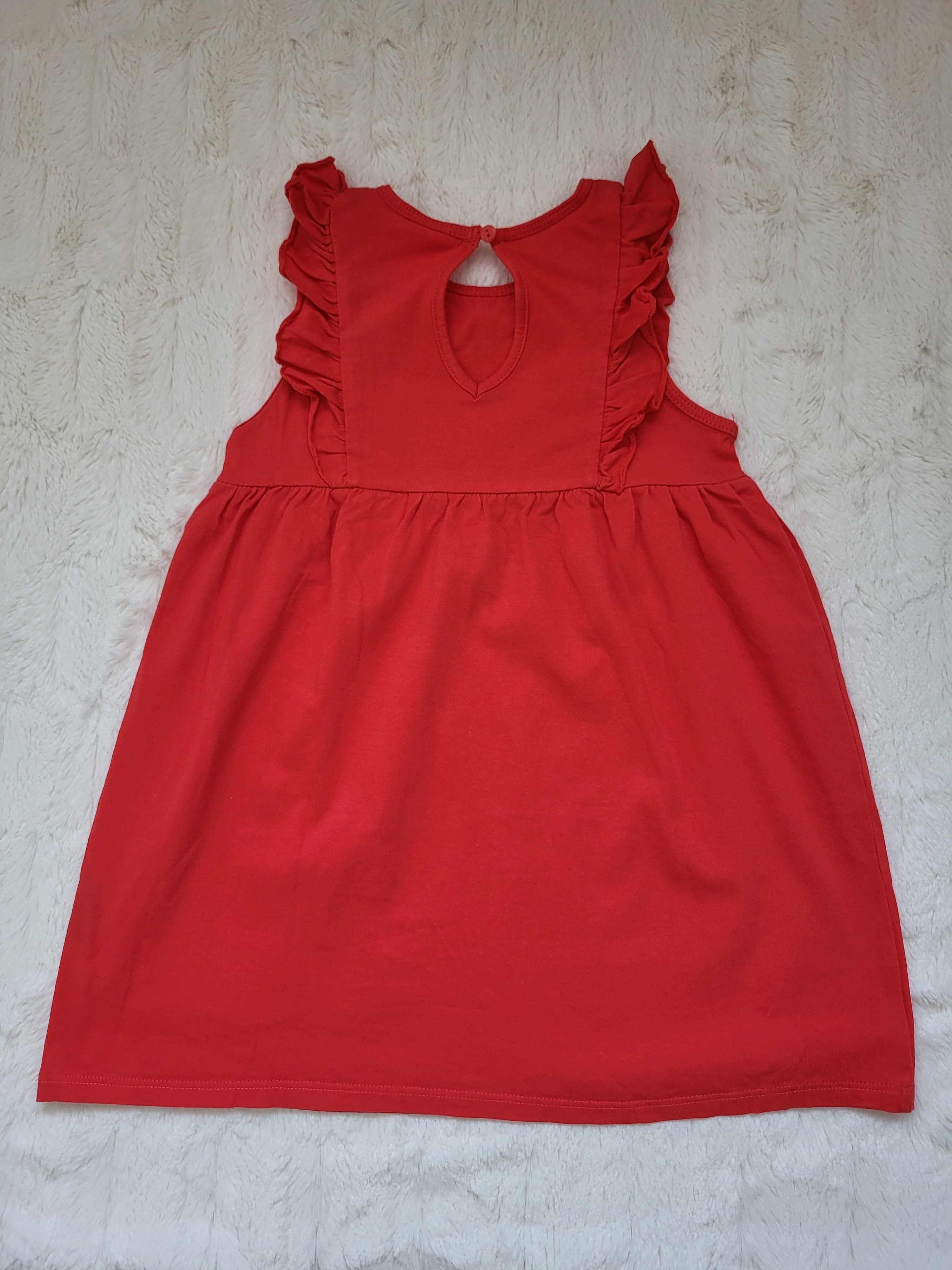 Dziewczęca sukienka H&M, czerwona z haftem , rozmiar 92.