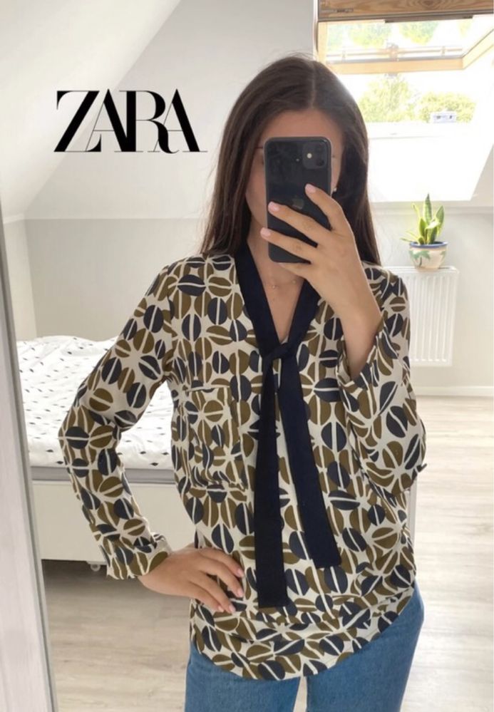 Bluzka we wzory Zara XS bluzka z kieszonką