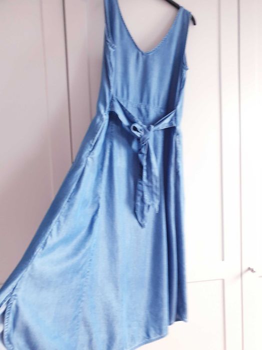 Niebieska dżinsowa sukienka jeans denim 100% lyocell długa 36 Next