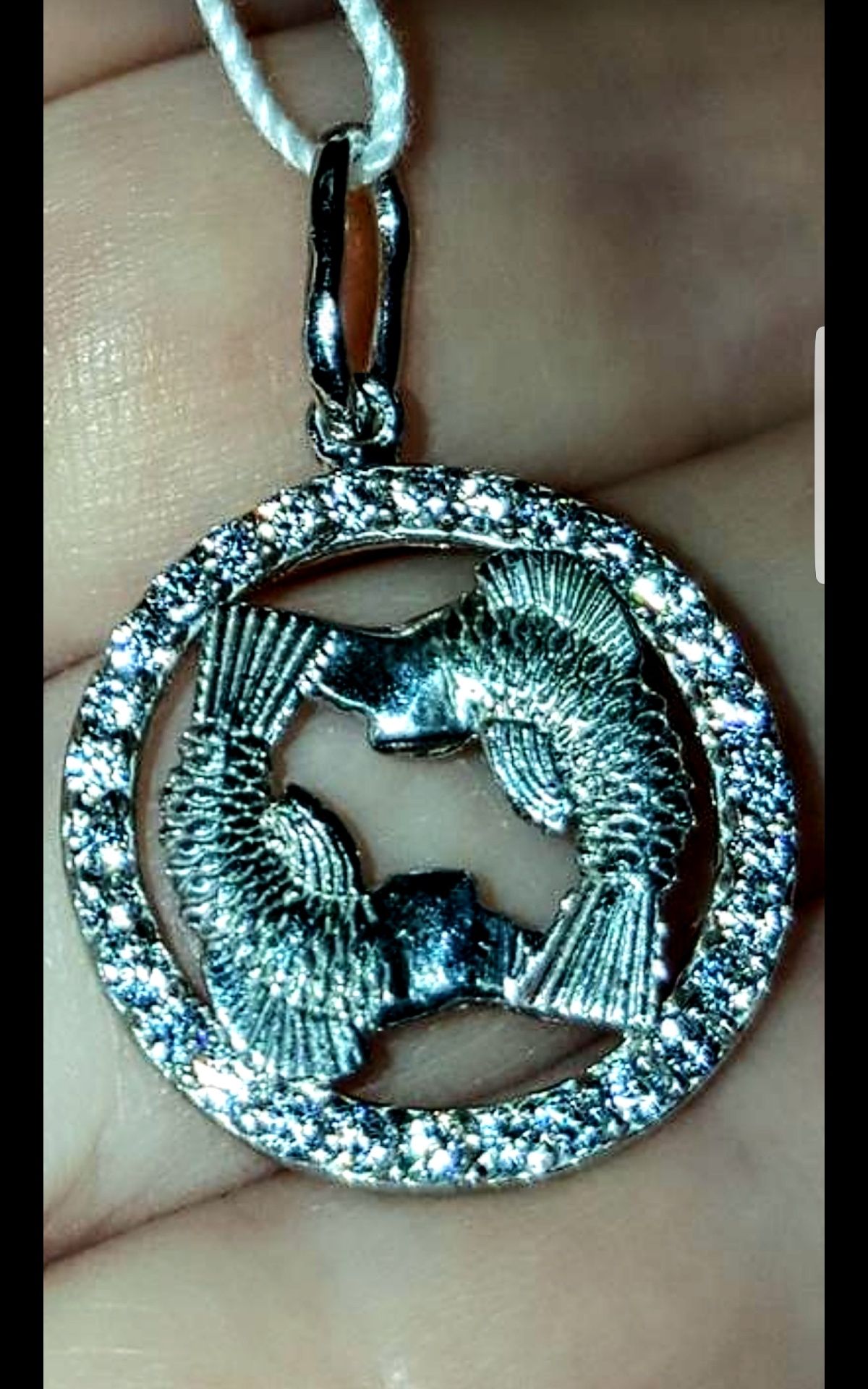 Кулон Подвеска Серебро 925.Знак зодиака рыбы.Циркон.Серебрянный подвес