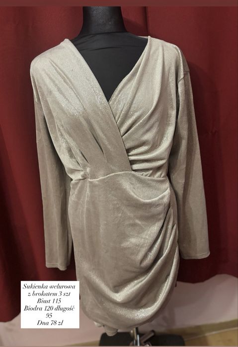 Sukienka biust 115 wizytowa welurowa z brokatem