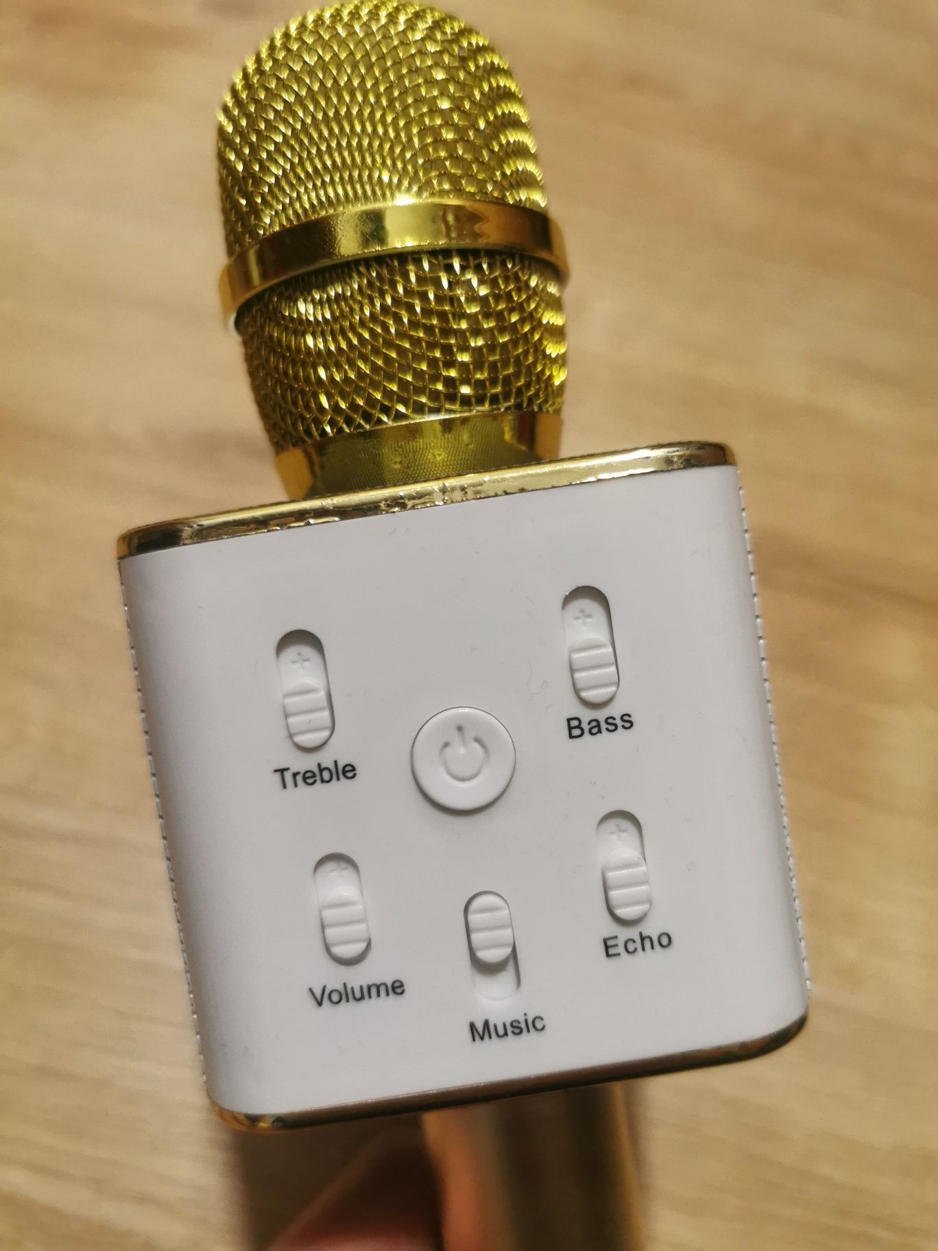 Mikrofon karaoke bluetooth złoty